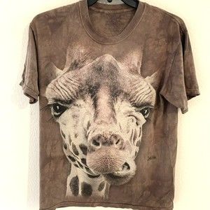 The Mountain Giraffe T Shirt Size Medium Brown Tie Dye Animal Cotton